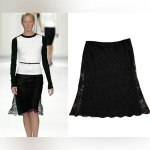 Ralph Lauren Collection Purple Label Beaded Knee Length Skirt Black Runway 2001